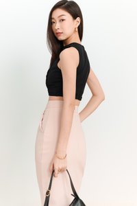 DEFECT | Piper Pleat Top in Black in XL