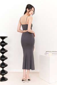 Raquel Ruched Co-ord Padded Top in Dark Grey Raquel Ruched Co-ord Padded Top in Dark Grey