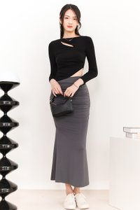 Raquel Ruched Co-ord Skirt in Dark Grey Raquel Ruched Co-ord Skirt in Dark Grey