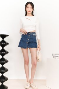 Asher Asymmetrical Sleeved Top in White Asher Asymmetrical Sleeved Top in White