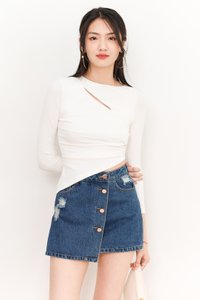 Asher Asymmetrical Sleeved Top in White Asher Asymmetrical Sleeved Top in White