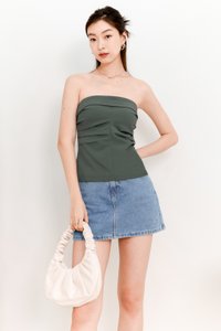 Talia Tube Padded Top in Muted Forest