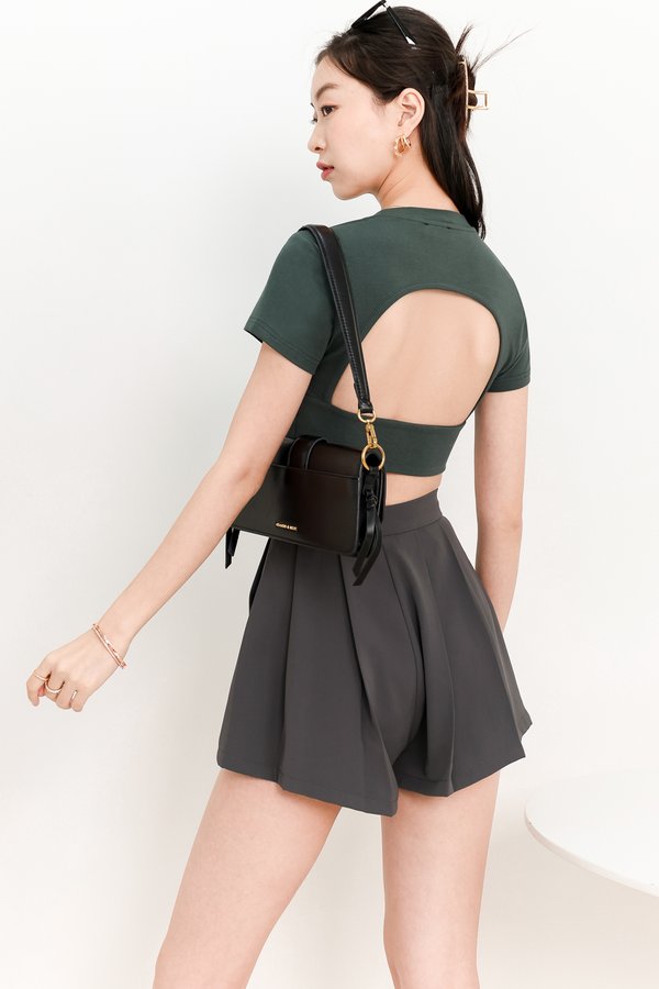 Beatrice Back Cut Out Tee in Forest Green