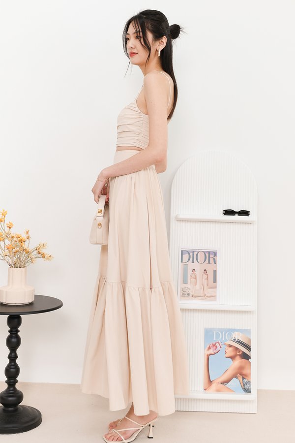 DEFECT | Tilly Tiered Co-ord Maxi Skirt in Ecru in XS