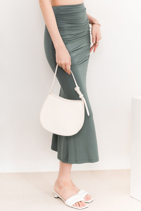 Raquel Ruched Co-ord Skirt in Muted Green