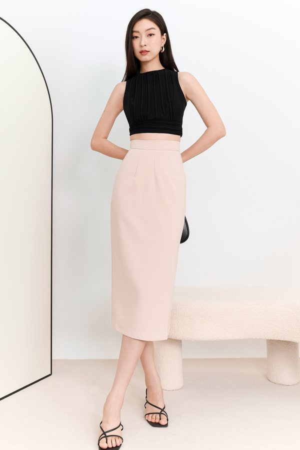 DEFECT | Ciara Co-ord Work Midi Skirt in Blush in L