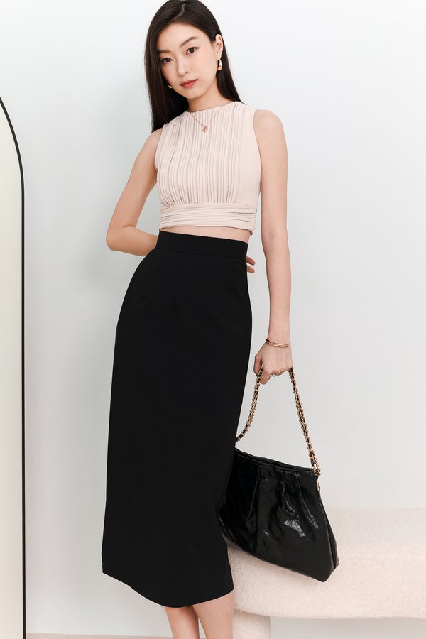 Ciara Co-ord Work Midi Skirt in Black