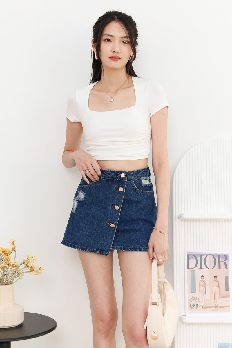 Dale Denim Skorts in Dark Wash