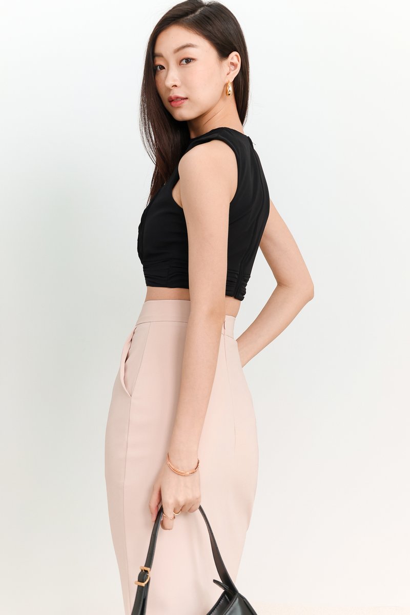 DEFECT | Piper Pleat Top in Black in XL