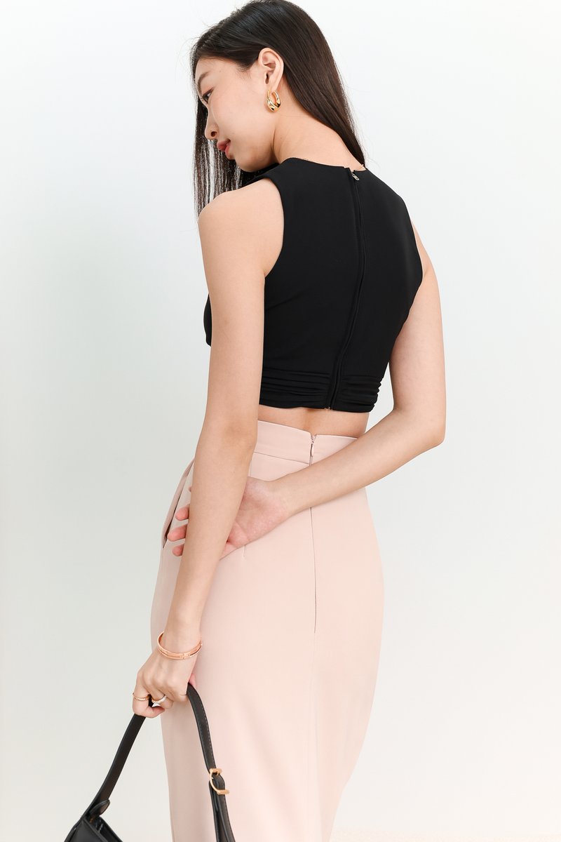 DEFECT | Piper Pleat Top in Black in XL