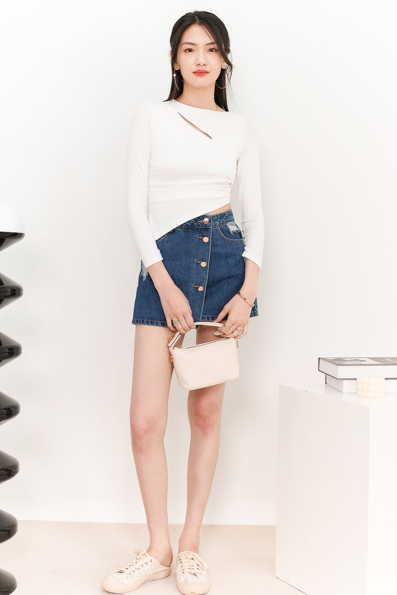 Asher Asymmetrical Sleeved Top in White Asher Asymmetrical Sleeved Top in White