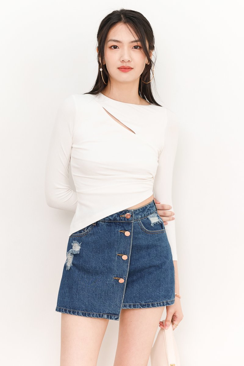Asher Asymmetrical Sleeved Top in White Asher Asymmetrical Sleeved Top in White