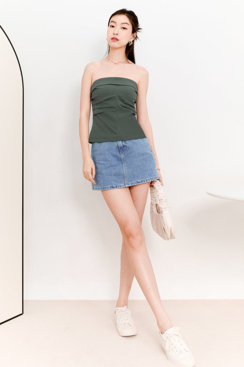 Talia Tube Padded Top in Muted Forest