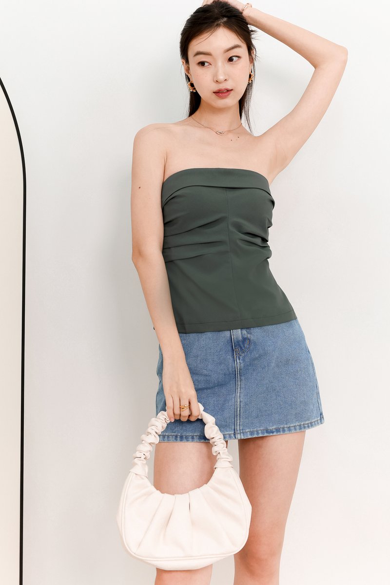 Talia Tube Padded Top in Muted Forest