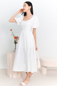 DEFECT | Paige Puffy Sleeve Midaxi in White in XS DEFECT | Paige Puffy Sleeve Midaxi in White in XS