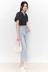 SALE EXCLUSIVE | Peggy Puffy Ruched Top in Dark Grey SALE EXCLUSIVE | Peggy Puffy Ruched Top in Dark Grey