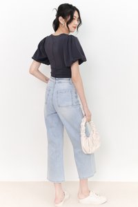 SALE EXCLUSIVE | Peggy Puffy Ruched Top in Dark Grey SALE EXCLUSIVE | Peggy Puffy Ruched Top in Dark Grey