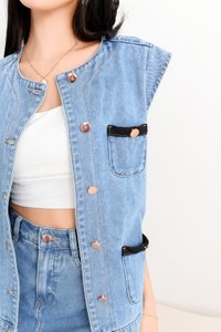 Dana Denim Co-ord Vest in Light Wash