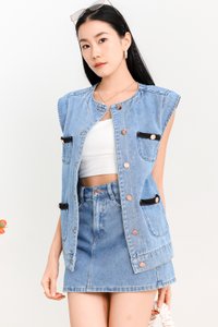 Dana Denim Co-ord Vest in Light Wash