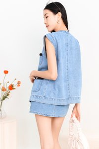 Dana Denim Co-ord Vest in Light Wash
