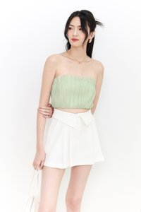 DEFECT| Paylyn Pleated Tube Top in Green in L DEFECT| Paylyn Pleated Tube Top in Green in L