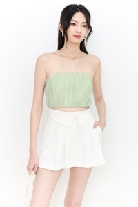 DEFECT| Paylyn Pleated Tube Top in Green in L DEFECT| Paylyn Pleated Tube Top in Green in L