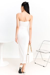 Petrinne Padded Ruched Midaxi in White Petrinne Padded Ruched Midaxi in White