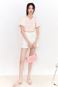 SALE EXCLUSIVE | Peggy Puffy Ruched Top in Pastel Pink SALE EXCLUSIVE | Peggy Puffy Ruched Top in Pastel Pink