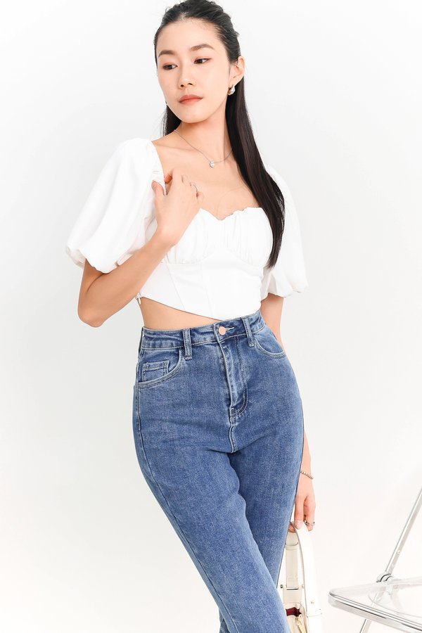 Parene Puffy Sleeve Top in White