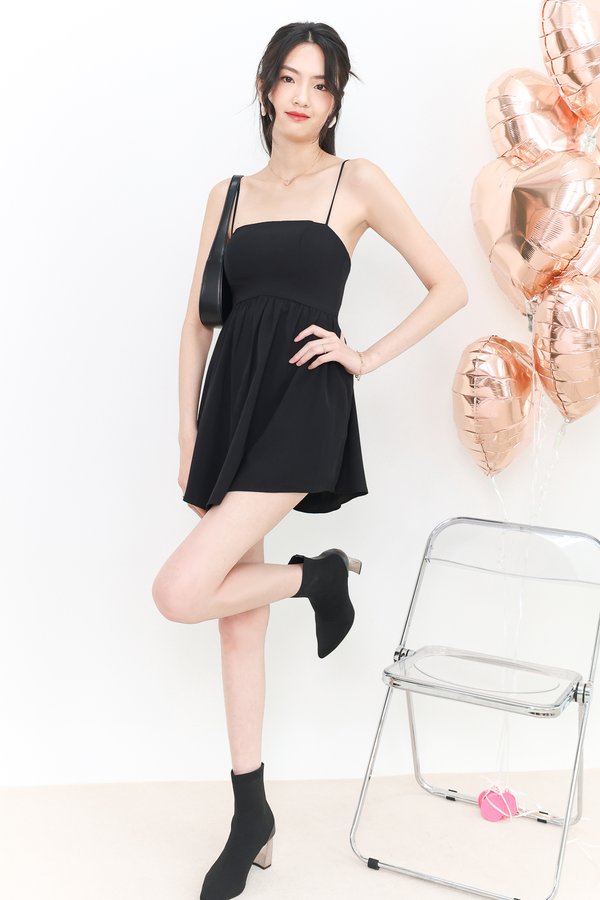SALE EXCLUSIVE | Lara Low Back Romper Dress in Black