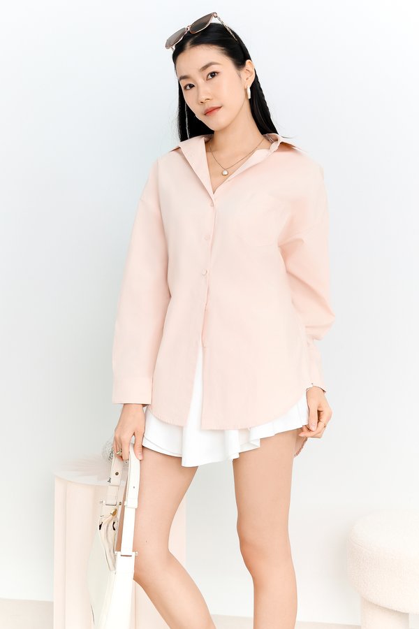 DEFECT | Oliver Oversized Shirt in Blush IN XXS