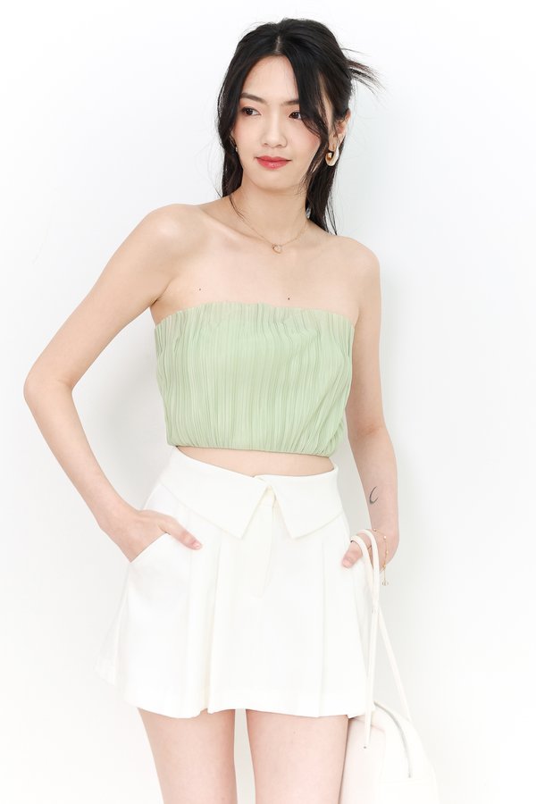 DEFECT | Paylyn Pleated Tube Top in Green in XXS and S