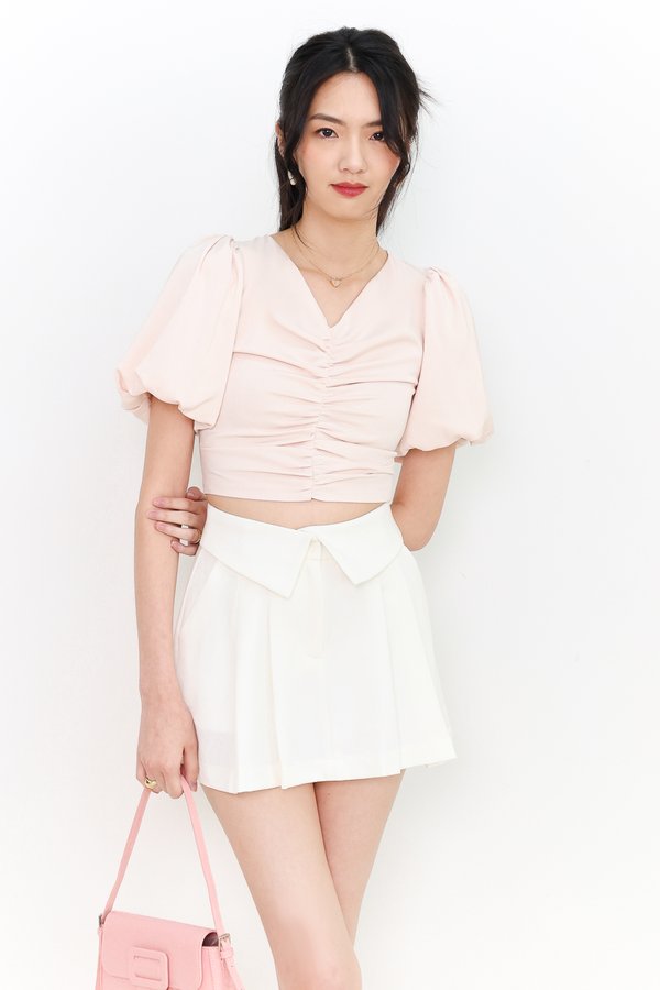 SALE EXCLUSIVE | Peggy Puffy Ruched Top in Pastel Pink