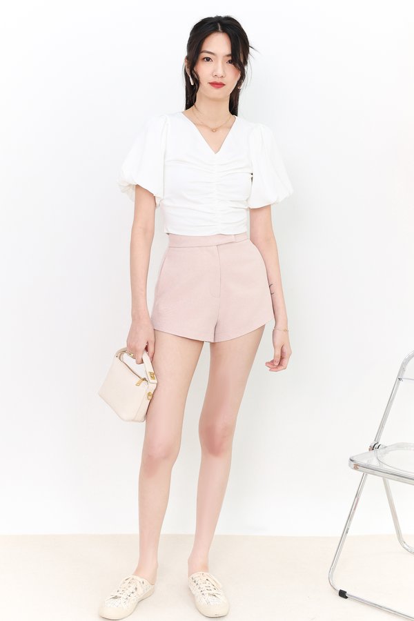SALE EXCLUSIVE | Peggy Puffy Ruched Top in White