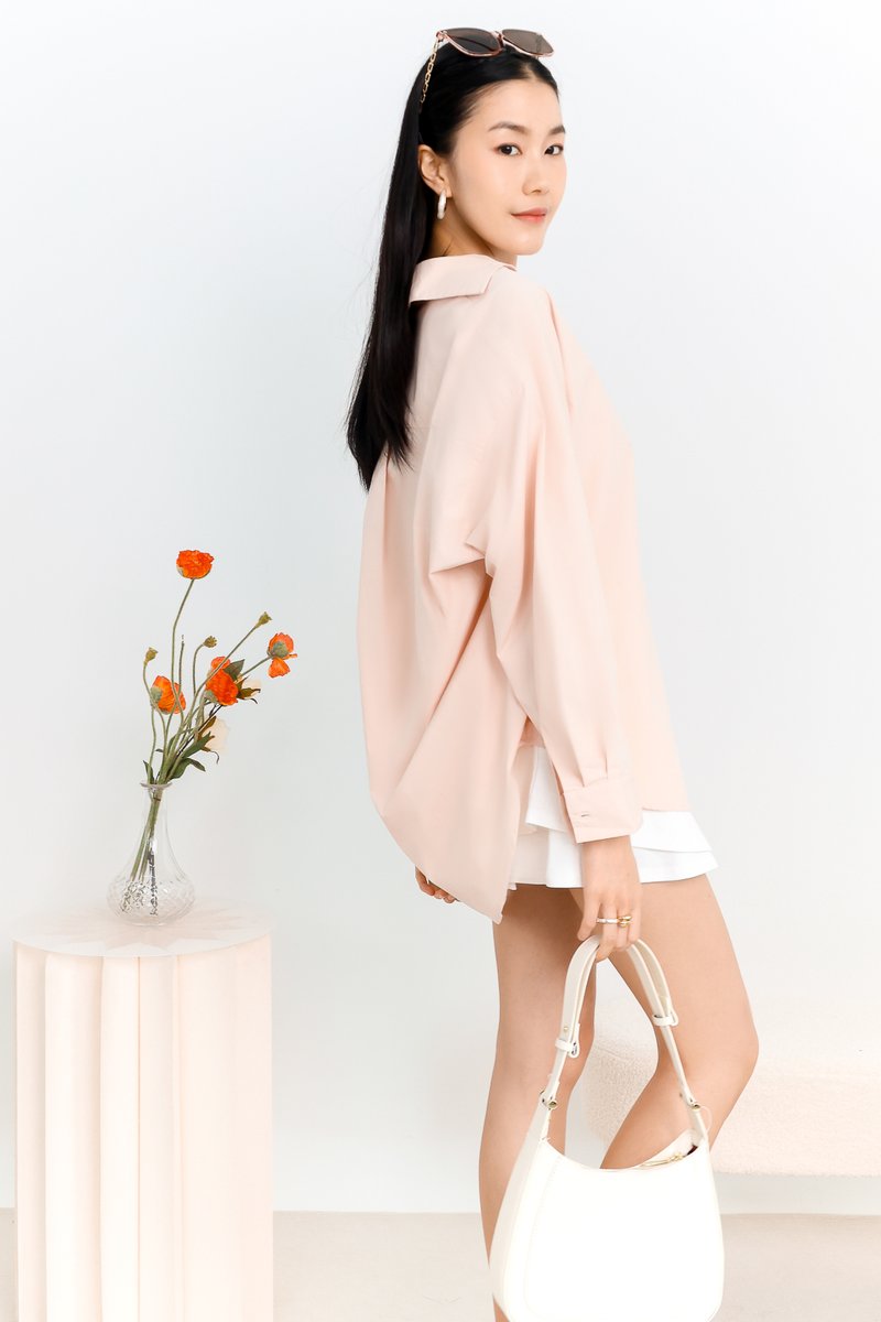 DEFECT | Oliver Oversized Shirt in Blush IN XXS