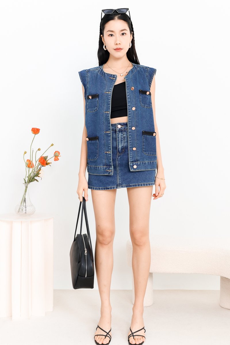 Dana Denim Co-ord Vest in Dark Wash Dana Denim Co-ord Vest in Dark Wash