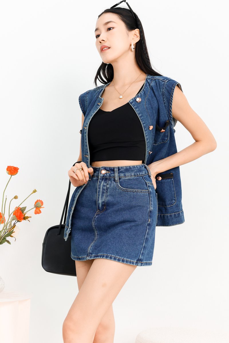 Dana Denim Co-ord Vest in Dark Wash Dana Denim Co-ord Vest in Dark Wash