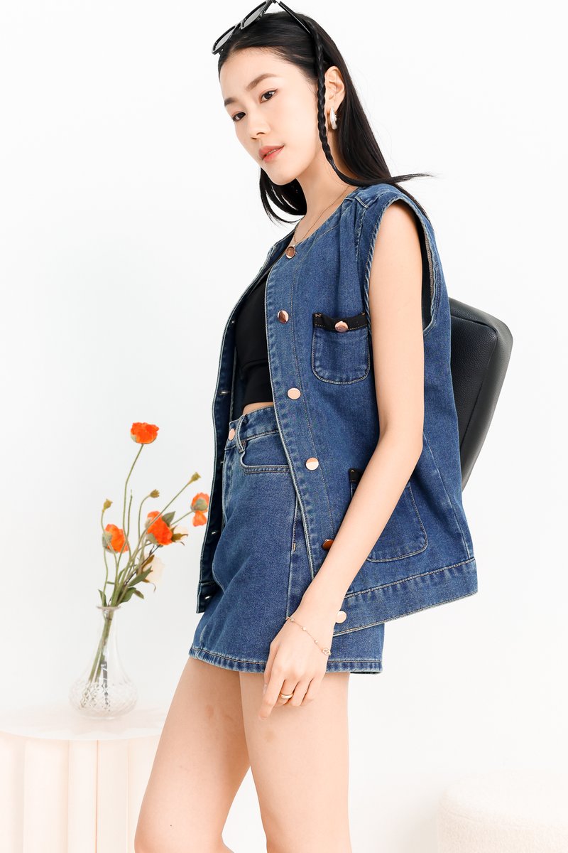 Dana Denim Co-ord Vest in Dark Wash Dana Denim Co-ord Vest in Dark Wash