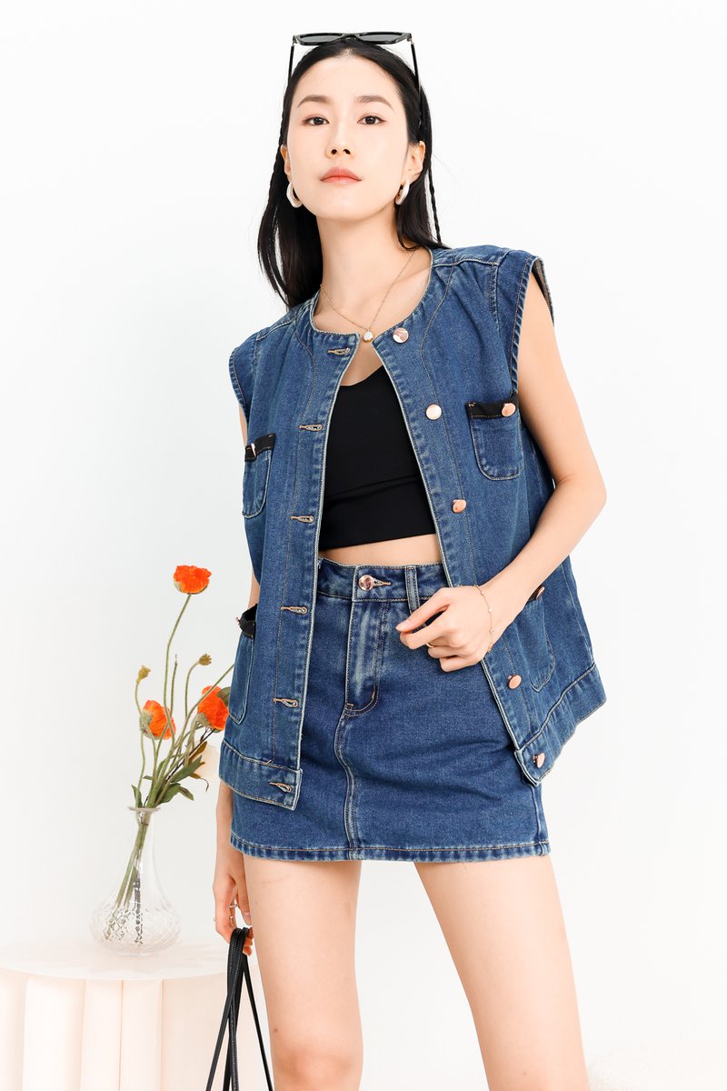 Dana Denim Co-ord Vest in Dark Wash Dana Denim Co-ord Vest in Dark Wash