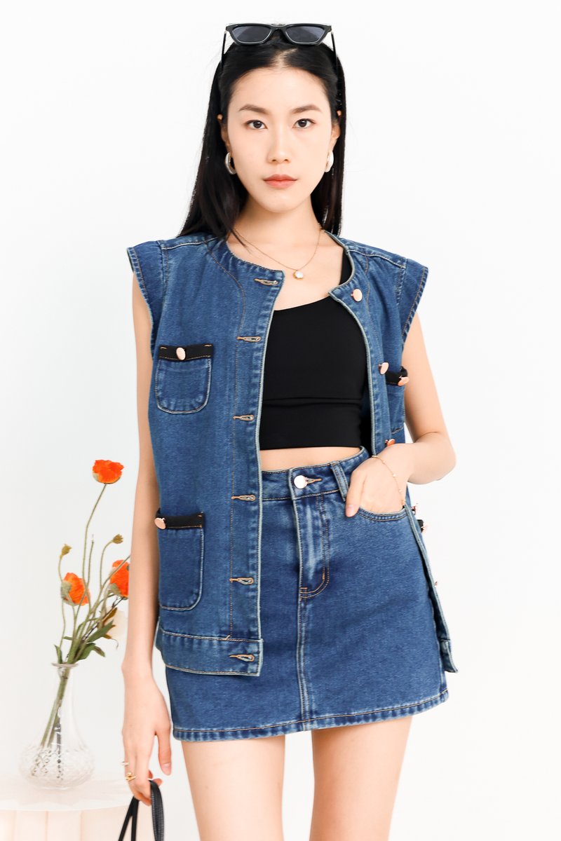 Dana Denim Co-ord Vest in Dark Wash Dana Denim Co-ord Vest in Dark Wash
