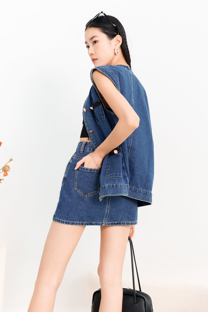 Dana Denim Co-ord Vest in Dark Wash Dana Denim Co-ord Vest in Dark Wash