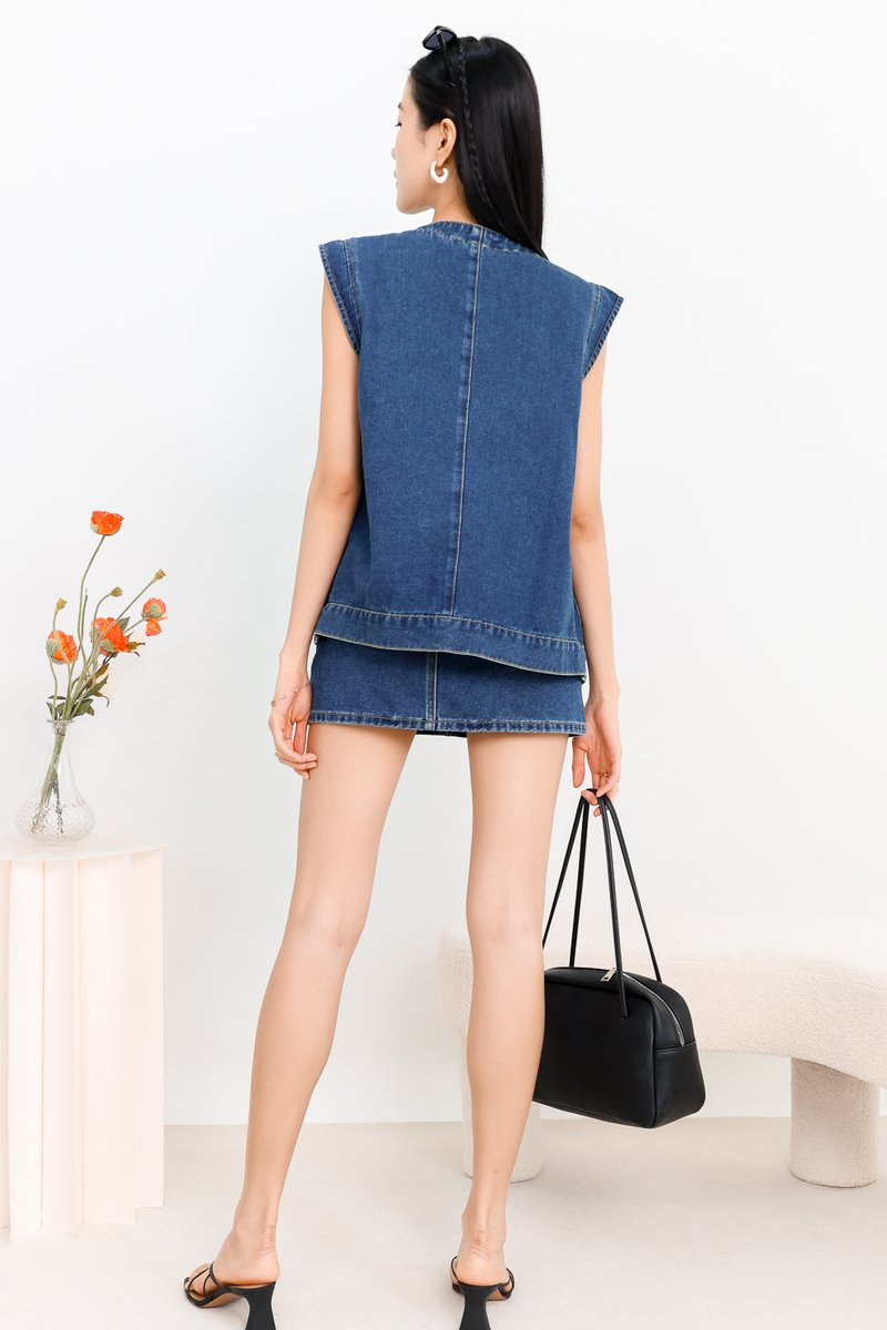 Dana Denim Co-ord Vest in Dark Wash Dana Denim Co-ord Vest in Dark Wash