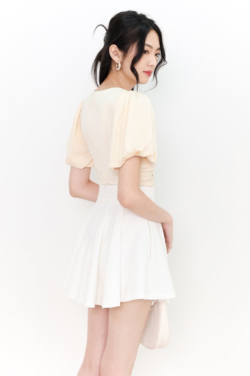 SALE EXCLUSIVE | Peggy Puffy Ruched Top in Pastel Yellow 