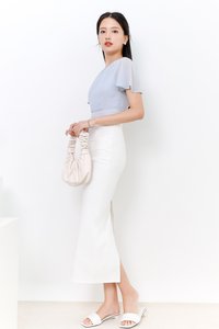 Rachel Ruched Midi Skirt in White