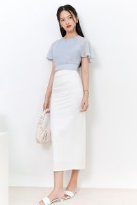 Rachel Ruched Midi Skirt in White
