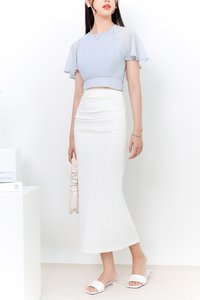 Rachel Ruched Midi Skirt in White