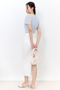 Rachel Ruched Midi Skirt in White