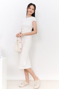 DEFECT | Ryenne Ruched Tee Midi in White in S DEFECT | Ryenne Ruched Tee Midi in White in S