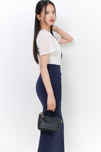 Rachel Ruched Midi Skirt in Navy