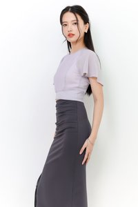 Perlini Pleat Sleeve Top V2 in Lilac